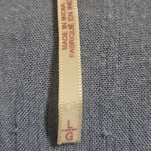 Free People Blue Katie Bird Button Down Crochet Shirt Tunic Top Large - Picture 6 of 10